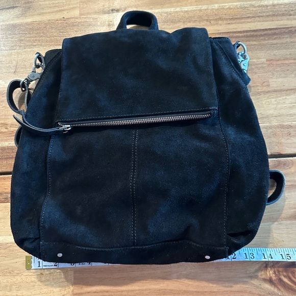 Free People Camilla Black Suede Leather Convertible Backpack| Hobo Slouch Bag - Picture 5 of 9